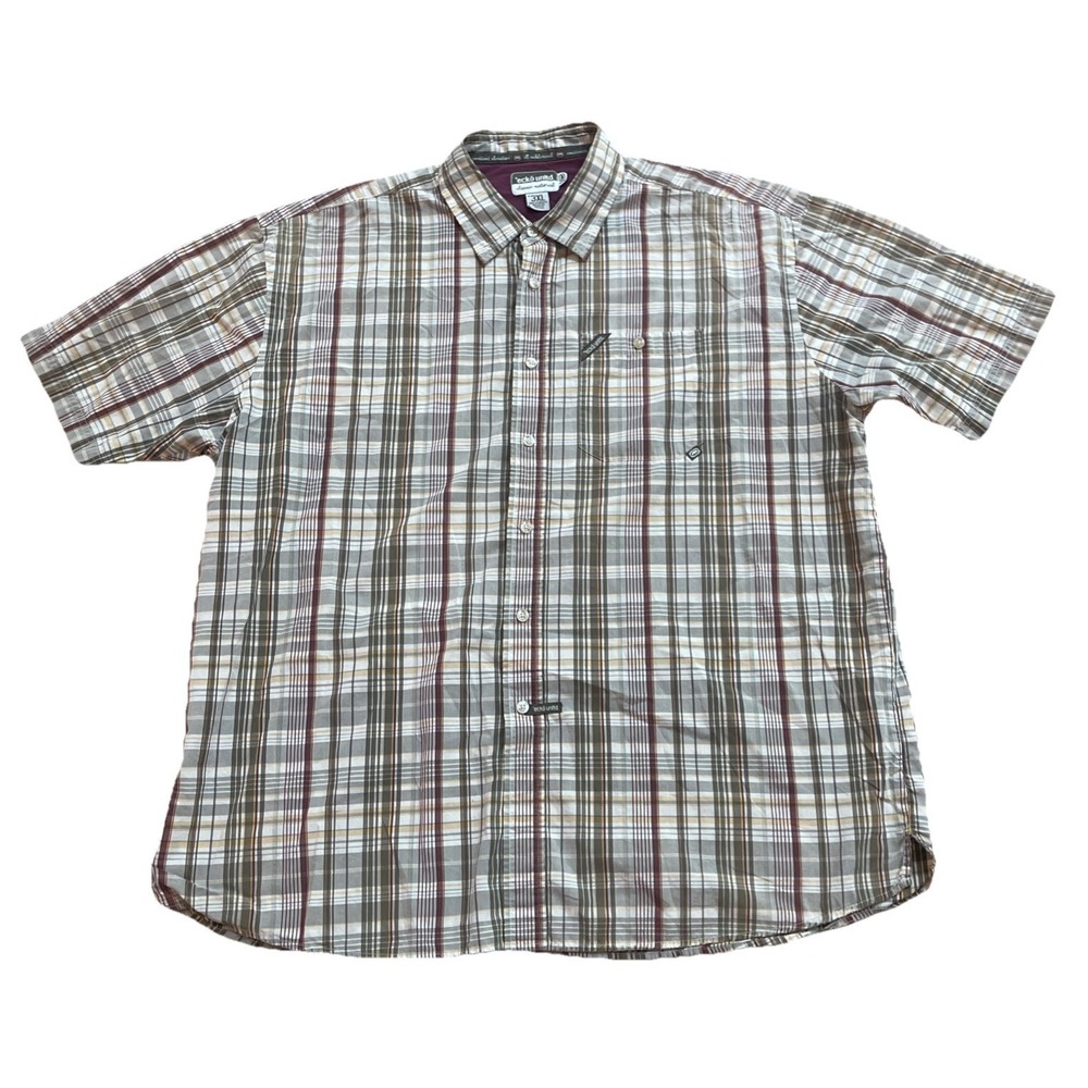 Vintage Ecko Unltd Classic Material Men's 3XL Button Up Short Sleeve Shirt Plaid